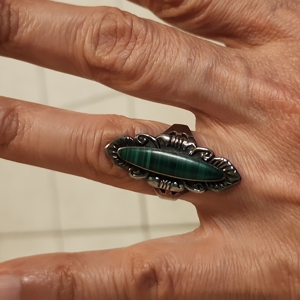 .925 Sterling silver Malachite ring